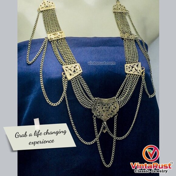 Multilayers Silver Kuchi Necklace, Vintage Gypsy Tribal Necklace - Picture 4 of 8